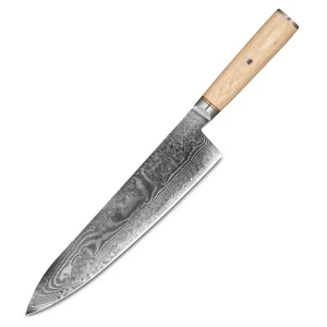 Снимка на Кухненски нож Chefsblade - стомана S35VN - ламинат дамаск - острие Kiritsuke - 240 mm