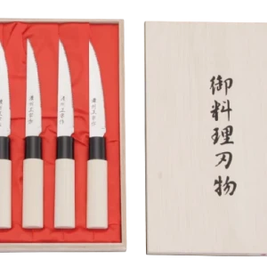 Снимка на Комплект ножове за стек в дървена кутия - SATAKE - Япония - Острие - 130 мм