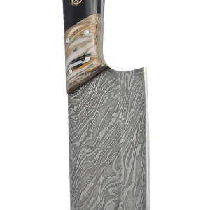 Снимка на Кухненски нож - кован - ръчна изработка - черен дамаск - CB 100017