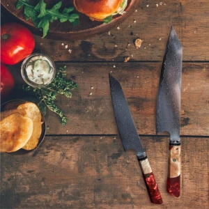 Снимка на Комплект ножове - Kiritsuke - ламинат дамаск и дръжка от дърво и епоксидна смола CB 100077